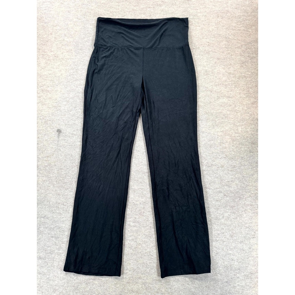 Bobbie Brooks Foldover Waist Yoga Pants Womens XL Black High Rise Straight Leg